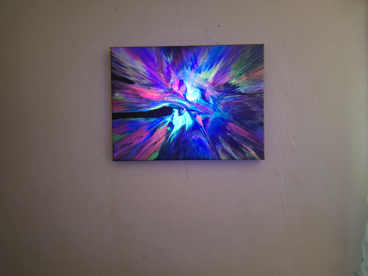 SHINE HIS LIGHT WITH!! DIVINE FAITH 714 original spin/pour art 9"x12" #1992