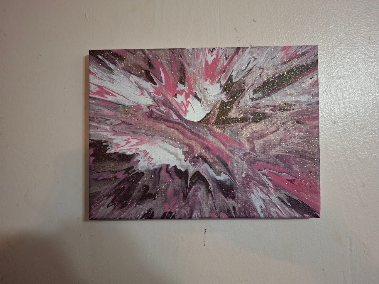 SHINE HIS LIGHT WITH!! DIVINE FAITH 714 original spin/pour art 9"x12" 2000