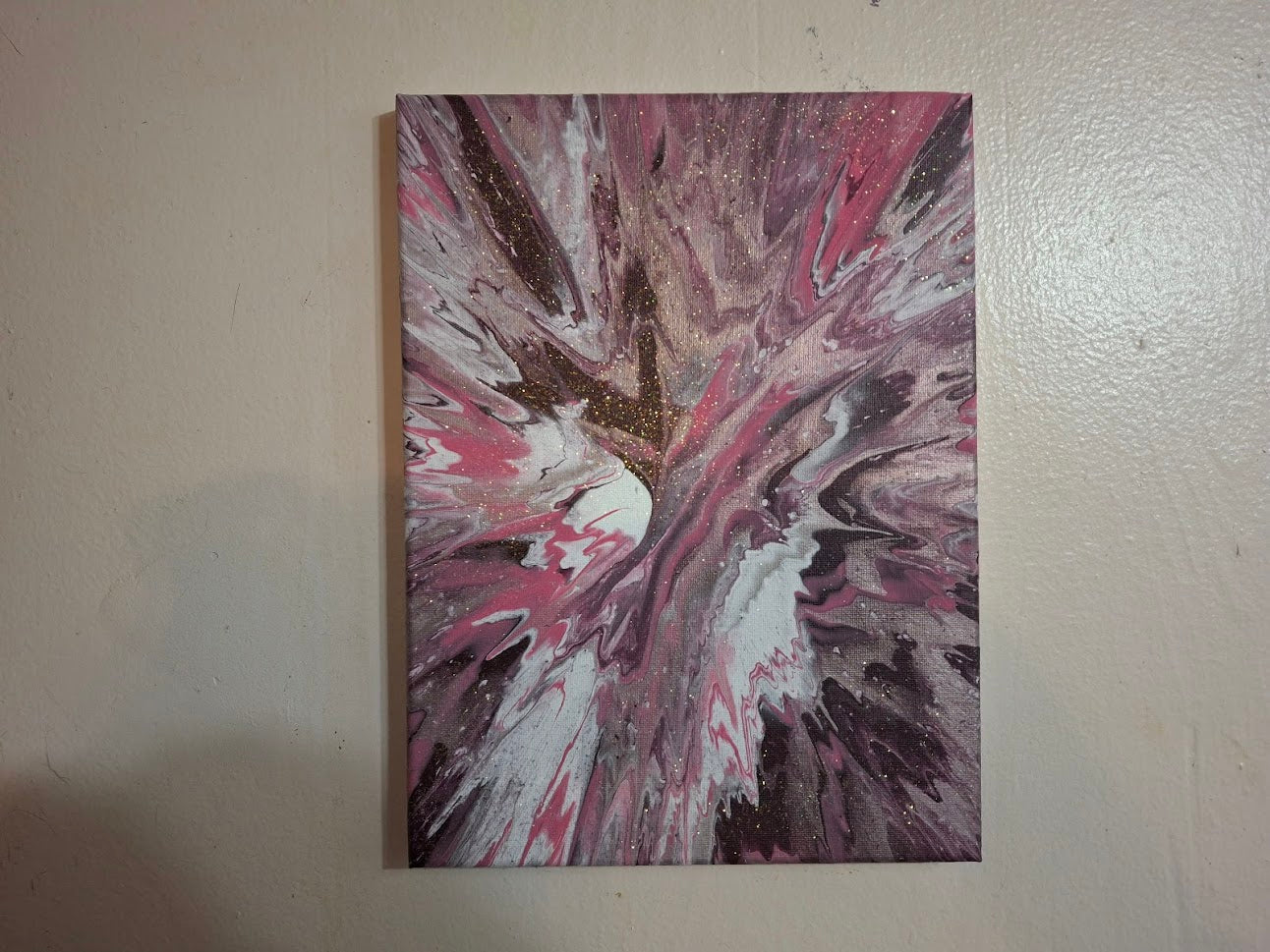 SHINE HIS LIGHT WITH!! DIVINE FAITH 714 original spin/pour art 9"x12" 2000