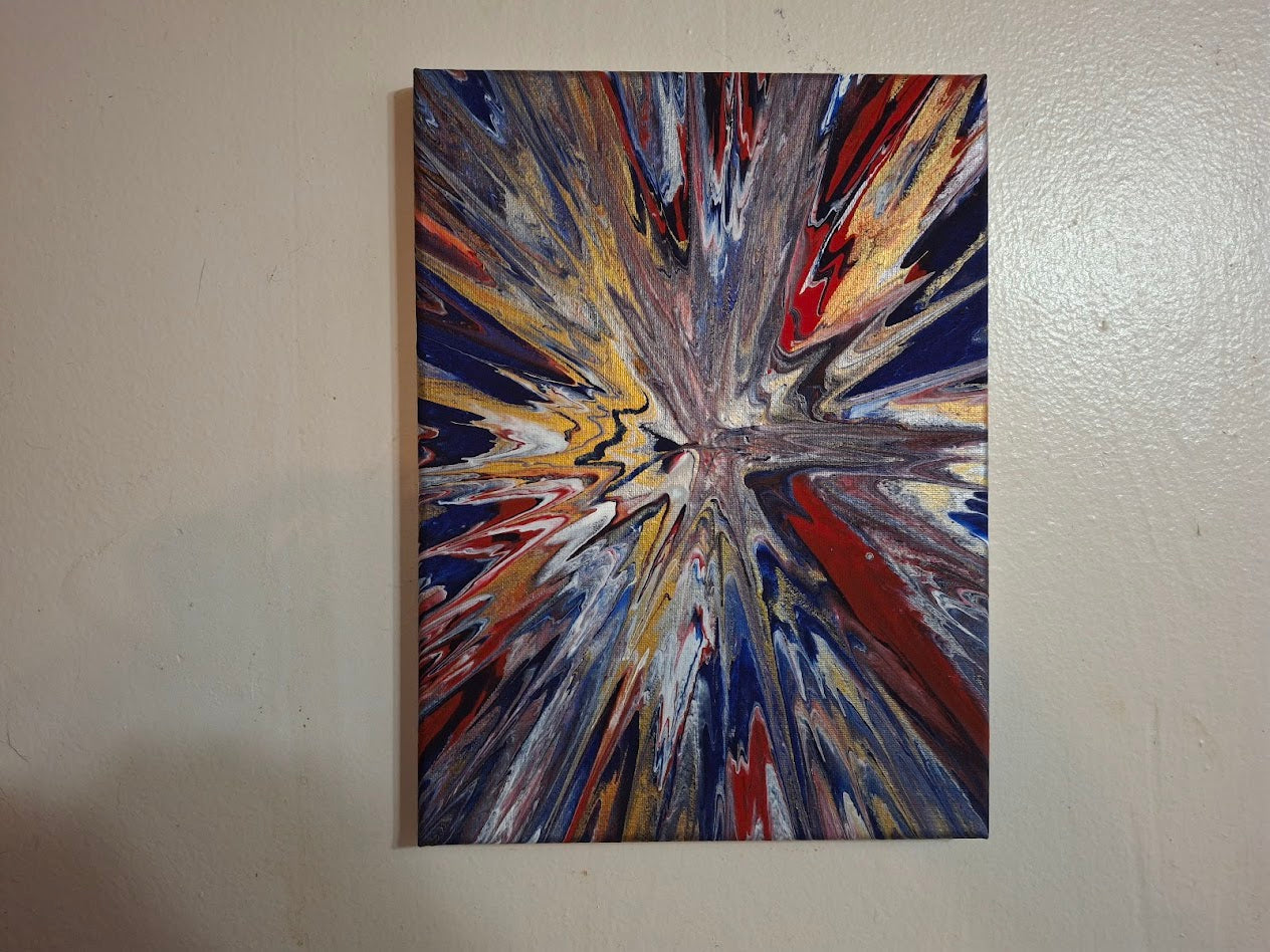 SHINE HIS LIGHT WITH!! DIVINE FAITH 714 original spin/pour art 9"x12" 2001