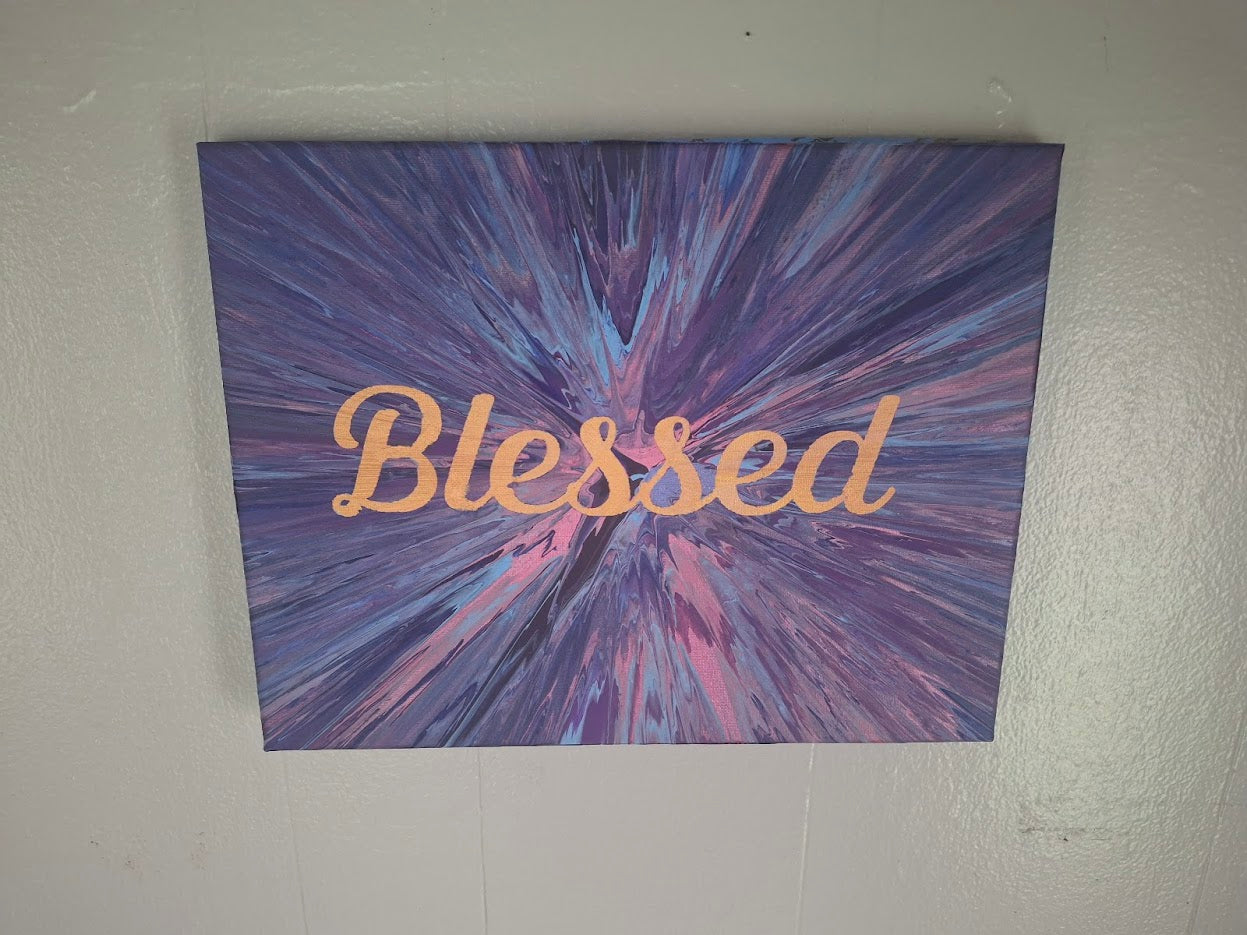 SHINE HIS LIGHT WITH!! DIVINE FAITH 714 original spin/pour art 11"x14" #2500