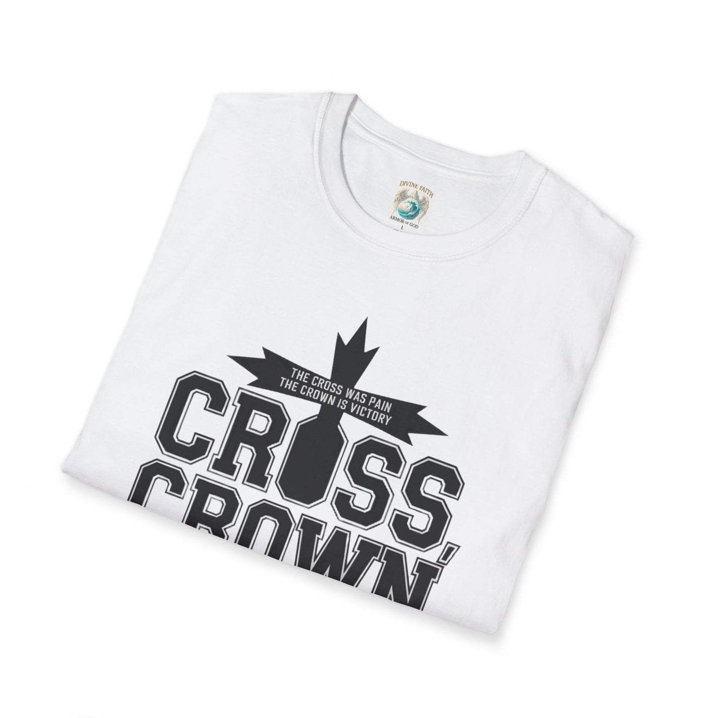 Christian Cross Crown Victory T-Shirt — "Jesus Saves" Faith Tee
