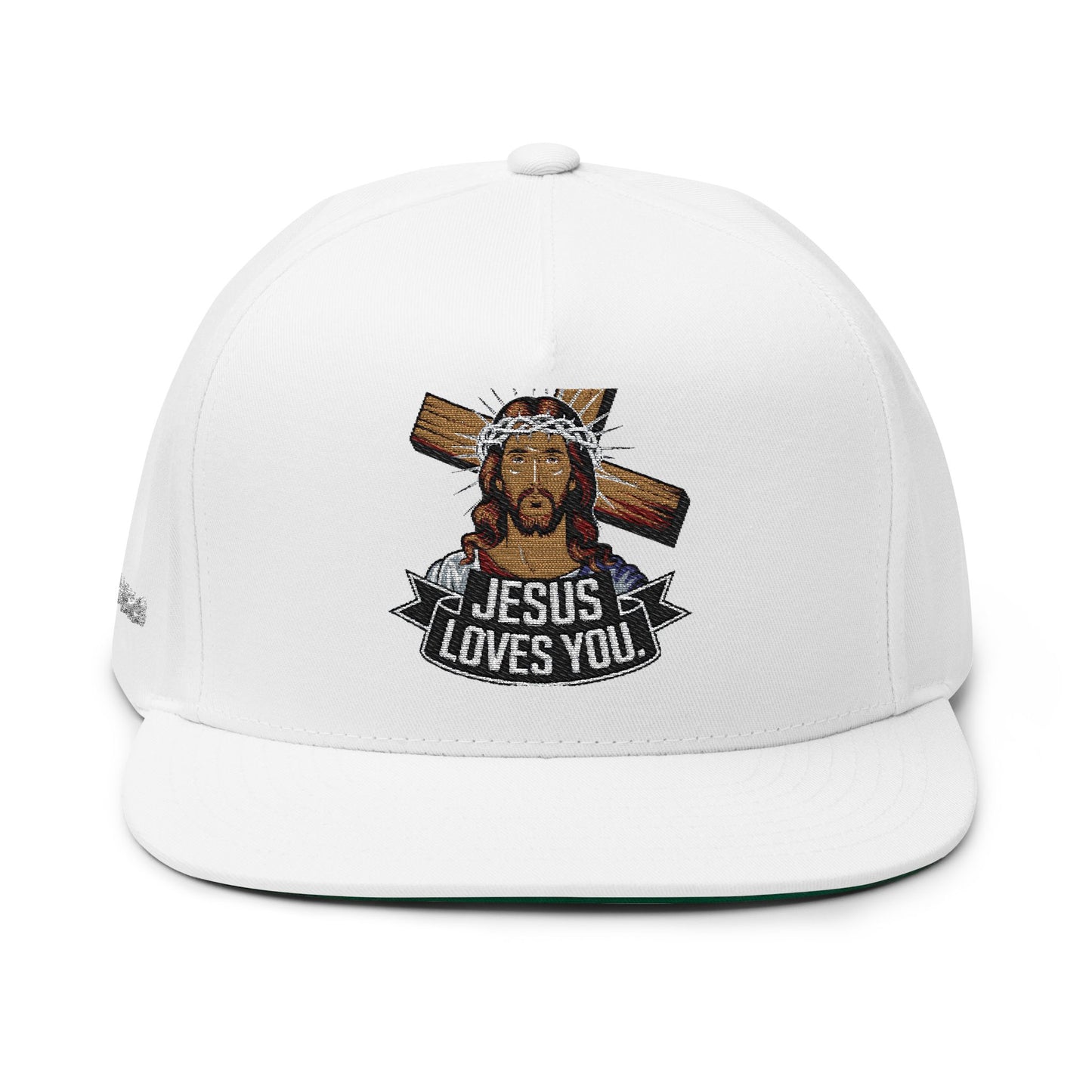 Jesus Loves You Flat Bill Cap – Christian Snapback Hat  Divine Faith Armor