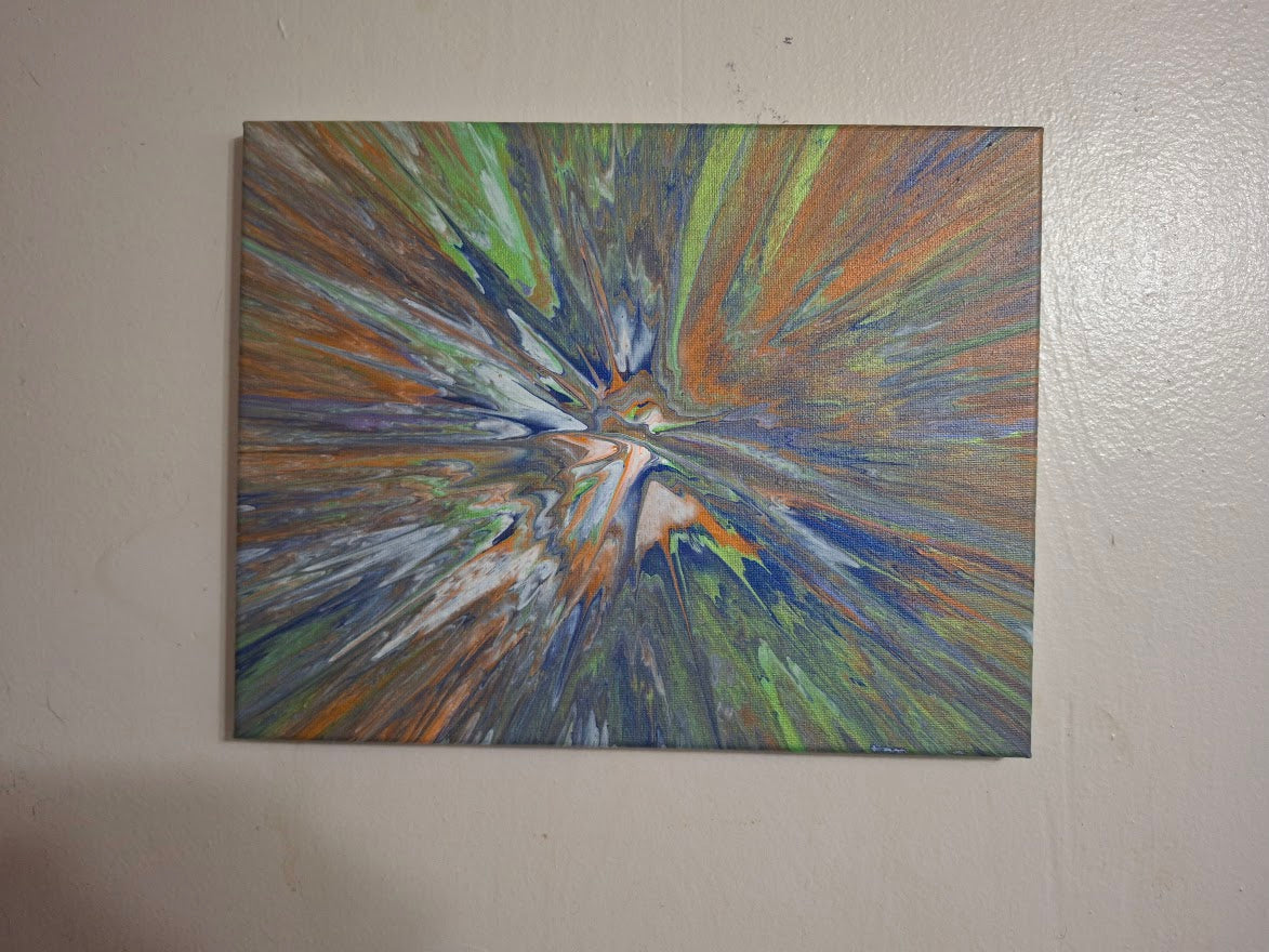 SHINE HIS LIGHT WITH!! DIVINE FAITH 714 original spin/pour art 11"x14" #27