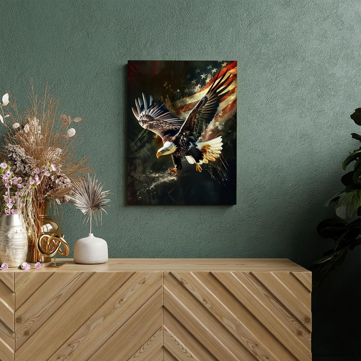 American Eagle Decor Wall Art Bald Eagle Wall Decor Eagle Poster Bald Eagle Pictures for Wall American Eagle Canvas Print Painting Framed Artwork for Bathroom Bedroom Living Room