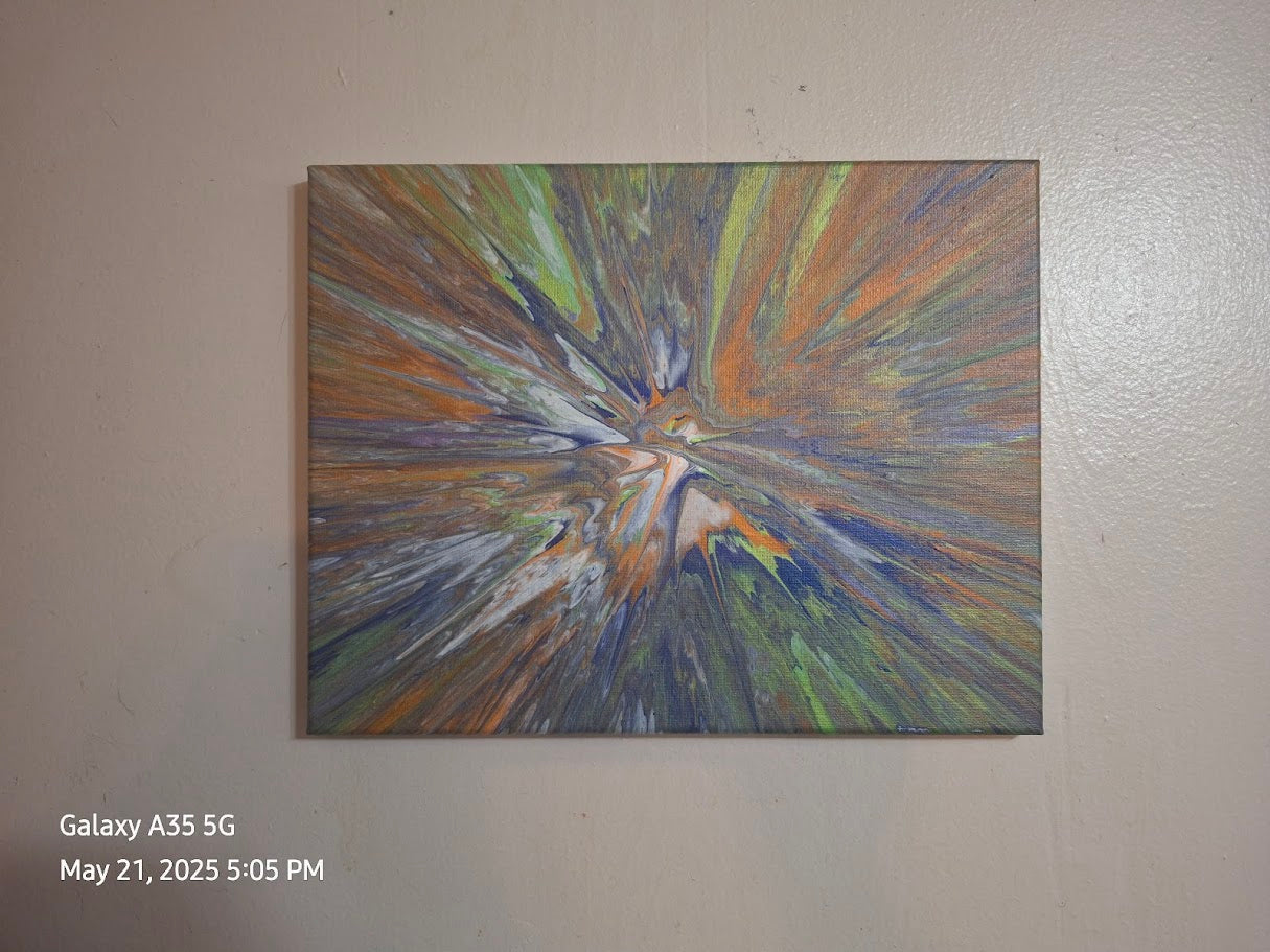 SHINE HIS LIGHT WITH!! DIVINE FAITH 714 original spin/pour art 11"x14" #528