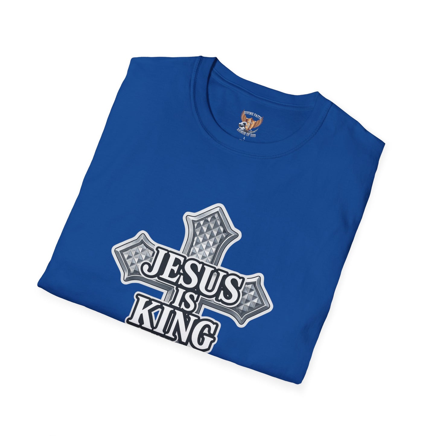 Jesus Is King Christian T-Shirt – Textured Cross Faith Tee | Divine Faith Arm