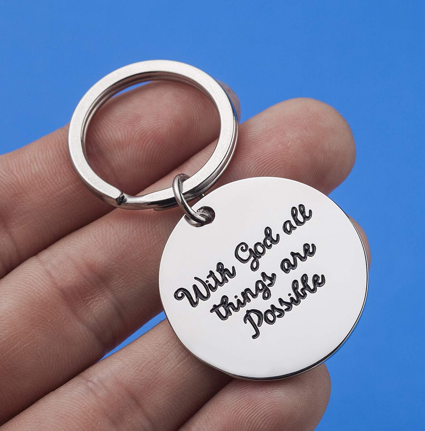 Christian Keychain with God All Things Are Possible Inspirational Christian Keychain Gifts