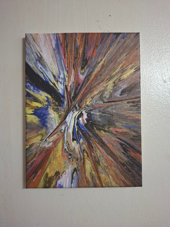 SHINE HIS LIGHT WITH!! DIVINE FAITH 714 original spin/pour art 9"x12" #30