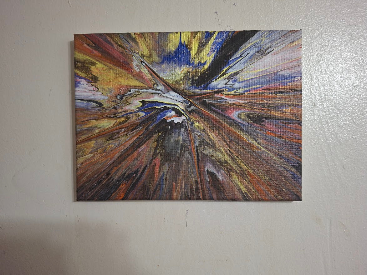SHINE HIS LIGHT WITH!! DIVINE FAITH 714 original spin/pour art 9"x12" #30