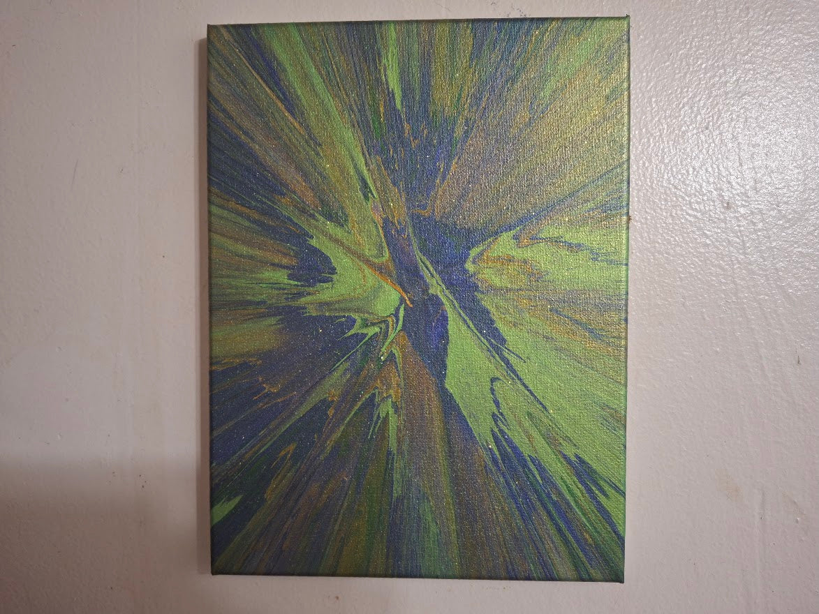SHINE HIS LIGHT WITH!! DIVINE FAITH 714 original spin/pour art 9"x12" #31