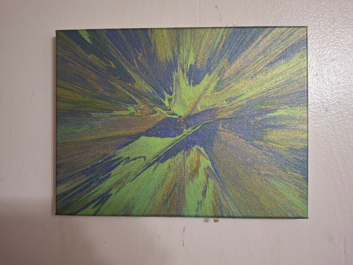 SHINE HIS LIGHT WITH!! DIVINE FAITH 714 original spin/pour art 9"x12" #31