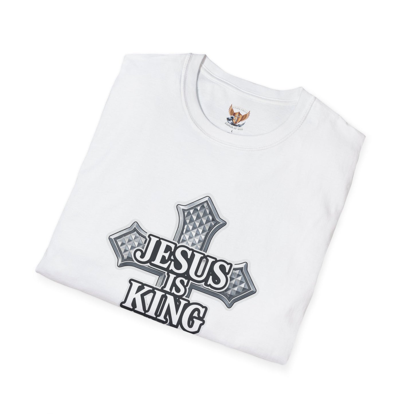 Jesus Is King Christian T-Shirt – Textured Cross Faith Tee | Divine Faith Arm