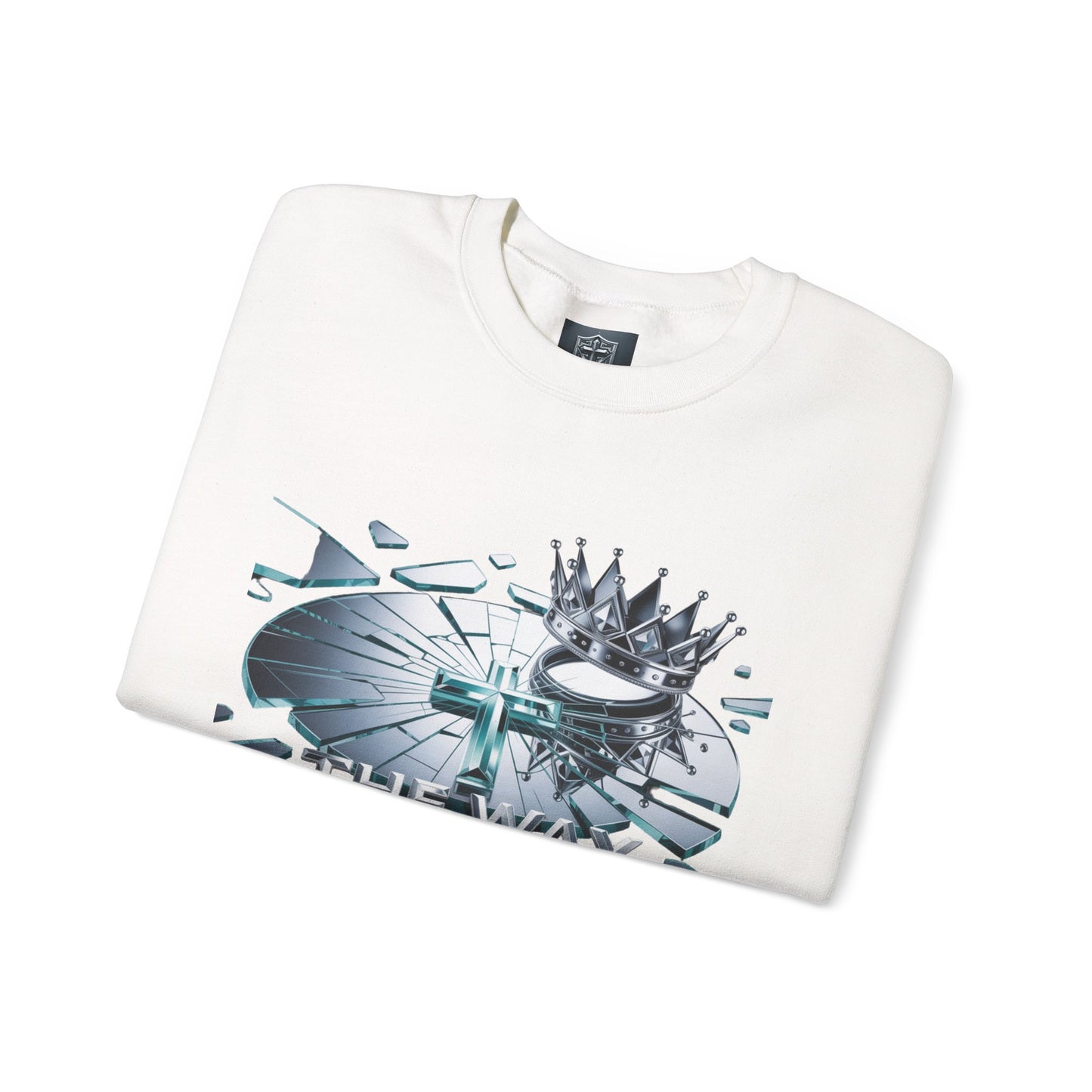 Christian Crewneck Sweatshirt — "The Way The Truth The Life" Crown & Cross Design