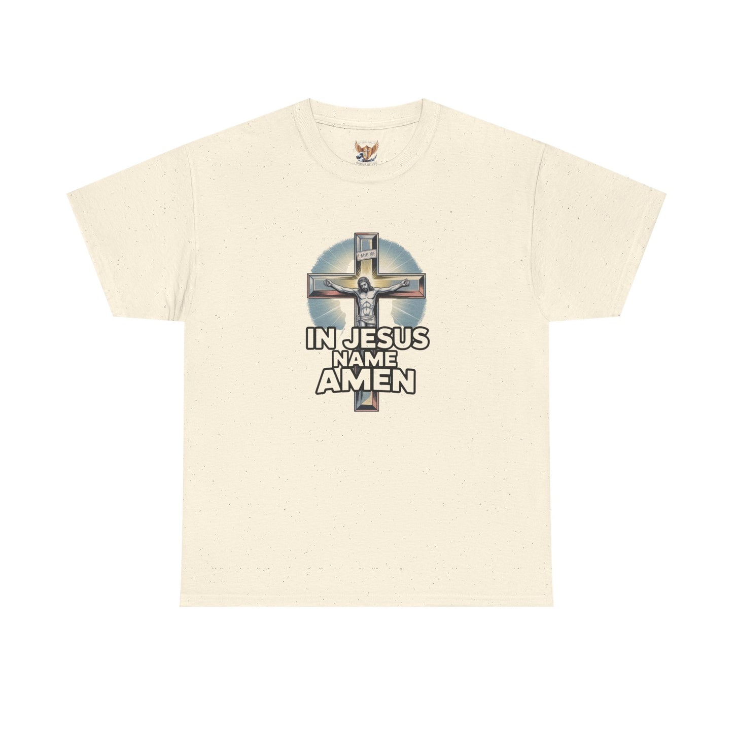 Christian T-Shirt — In Jesus Name Amen' Cross Graphic Tee Divine Faith Armor