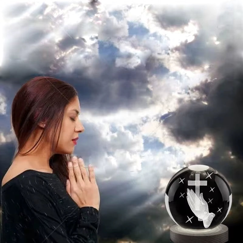 3D Virgin Mary Laser Engrave Crystal Ball Colorful Night Light ,Religious Gifts for Women'S Birthdays, Maria Christmas Decoratio