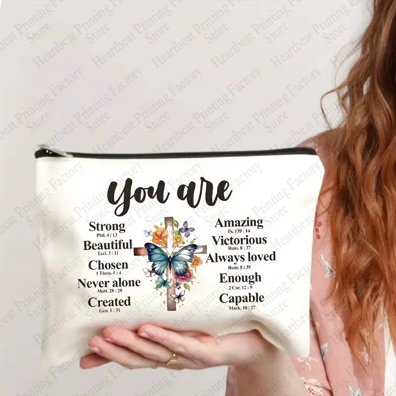 Inspirational Christian Gifts for Women Makeup Bag Encouragement Religious Gifts Bible Verse Cosmetic Bag Scripture Skincare Bag