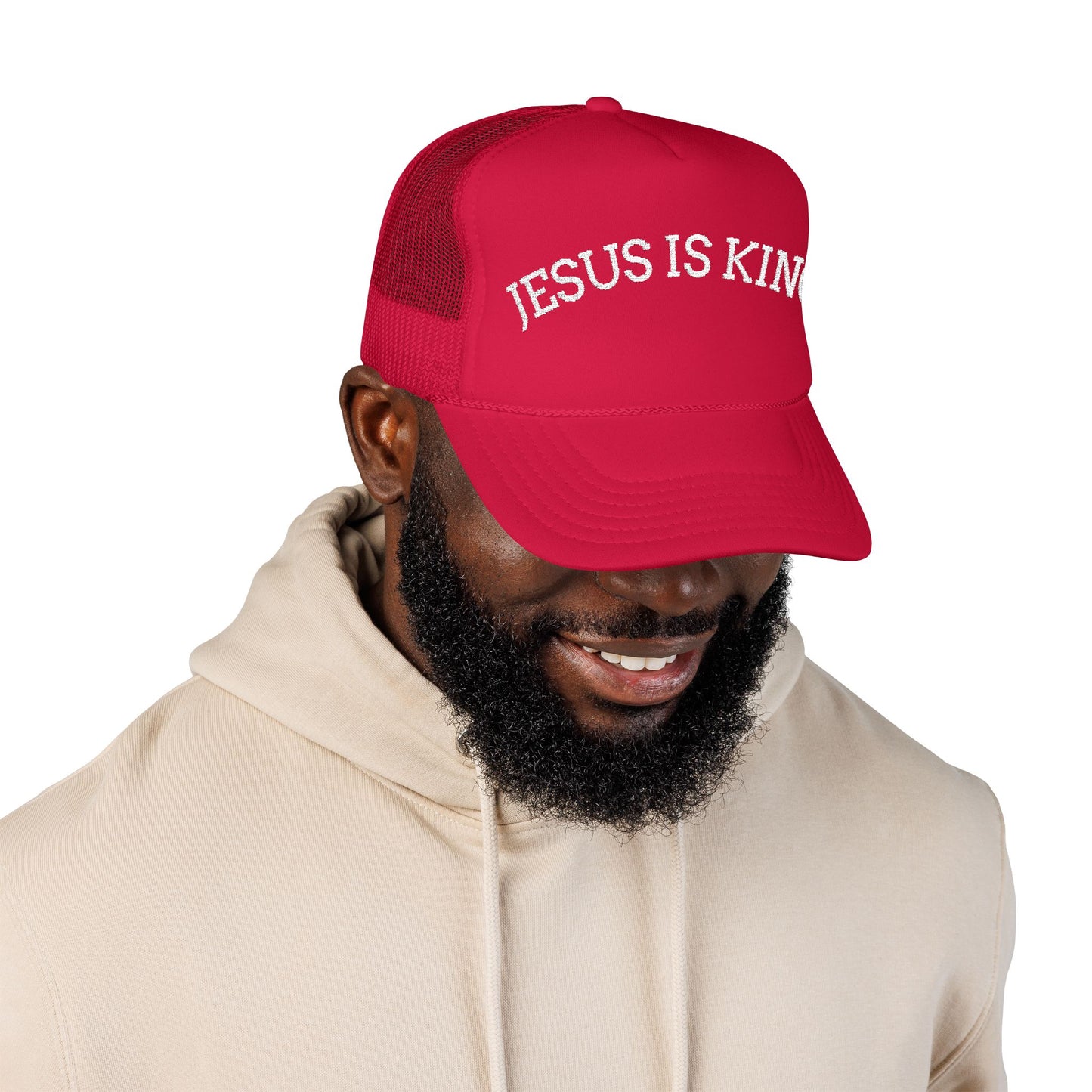 Jesus Is King Foam Trucker Hat – Christian Streetwear | Divine Faith Armor