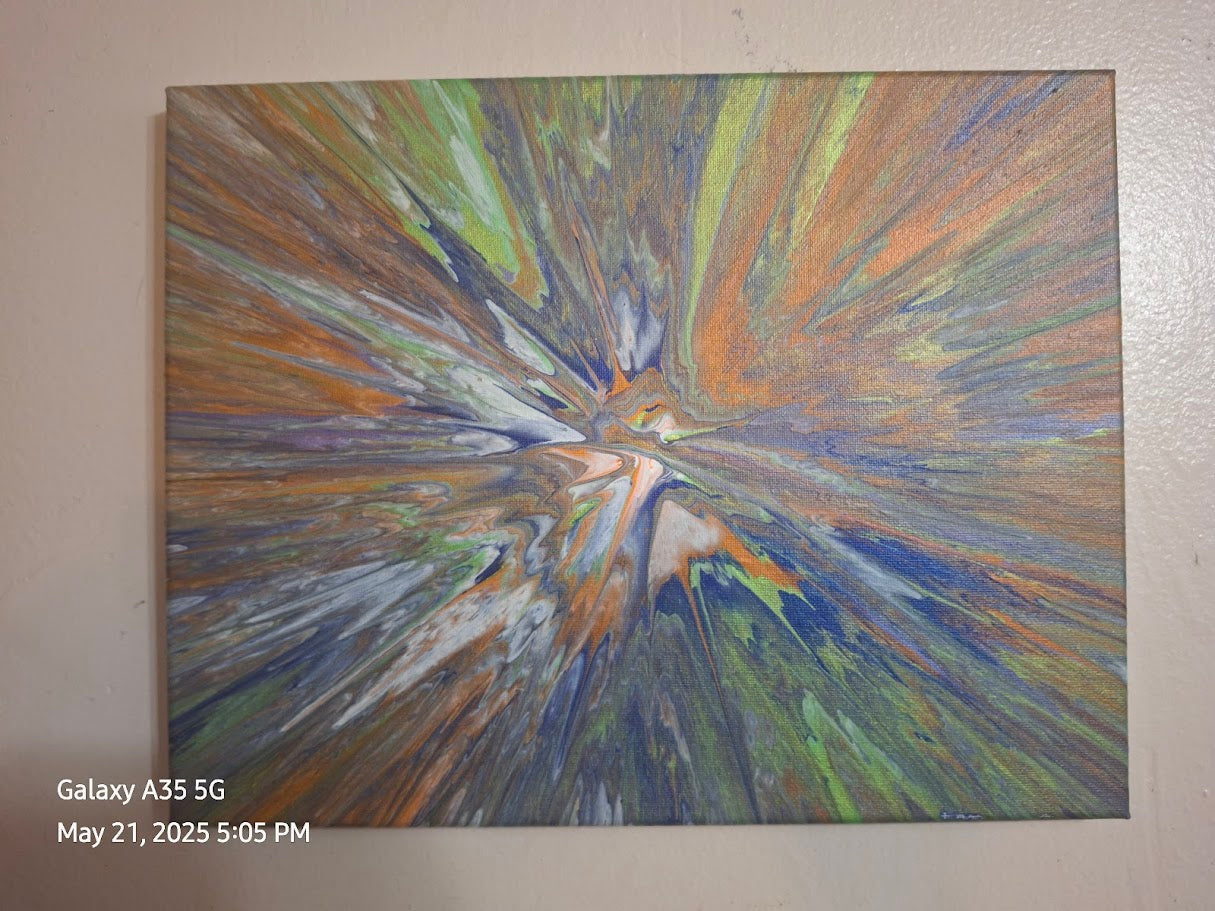 SHINE HIS LIGHT WITH!! DIVINE FAITH 714 original spin/pour art 11"x14" #528