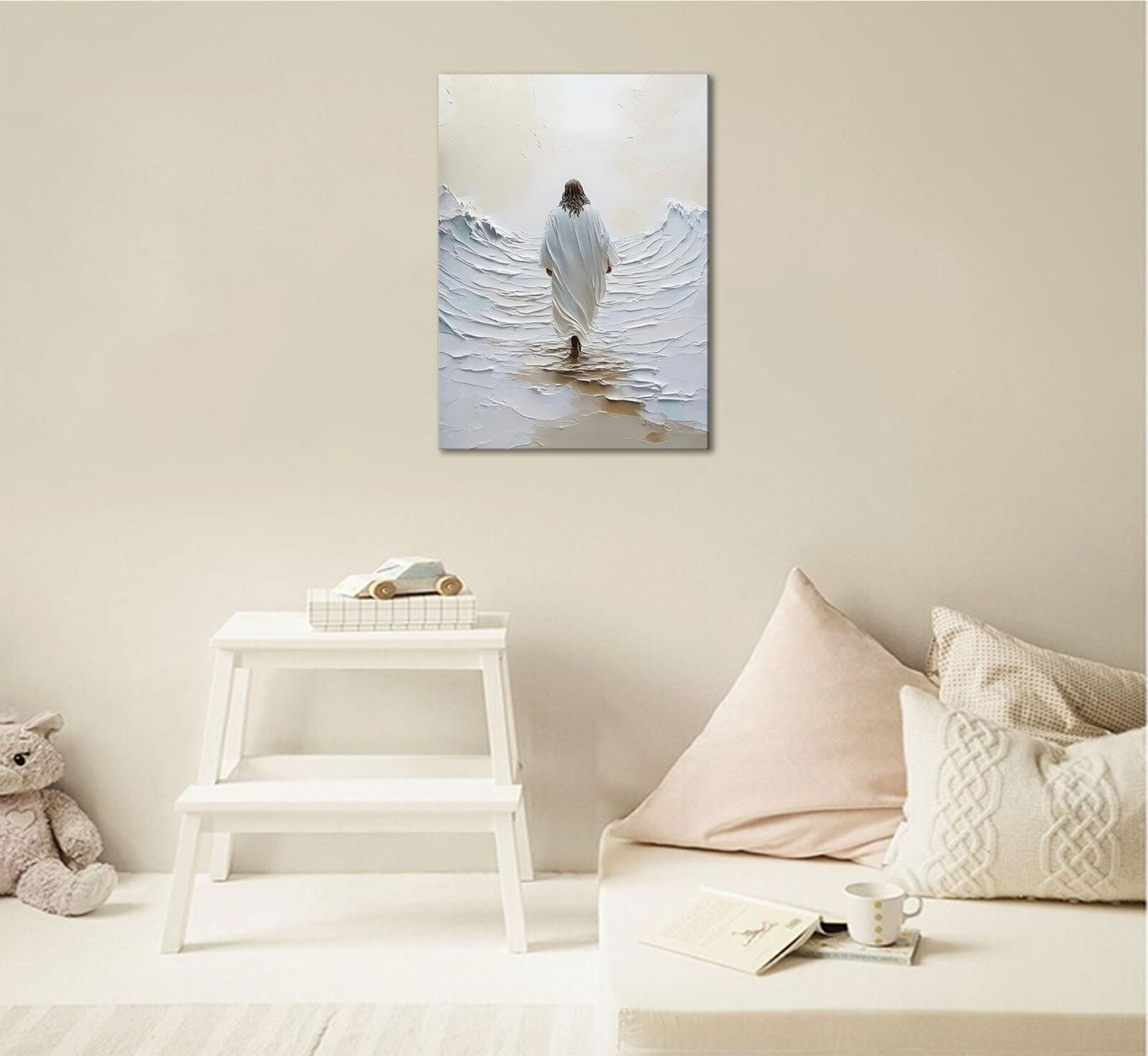 Jesus Walking on Water Canvas Wall Art Jesus Walking on Water Back Wall Decor...