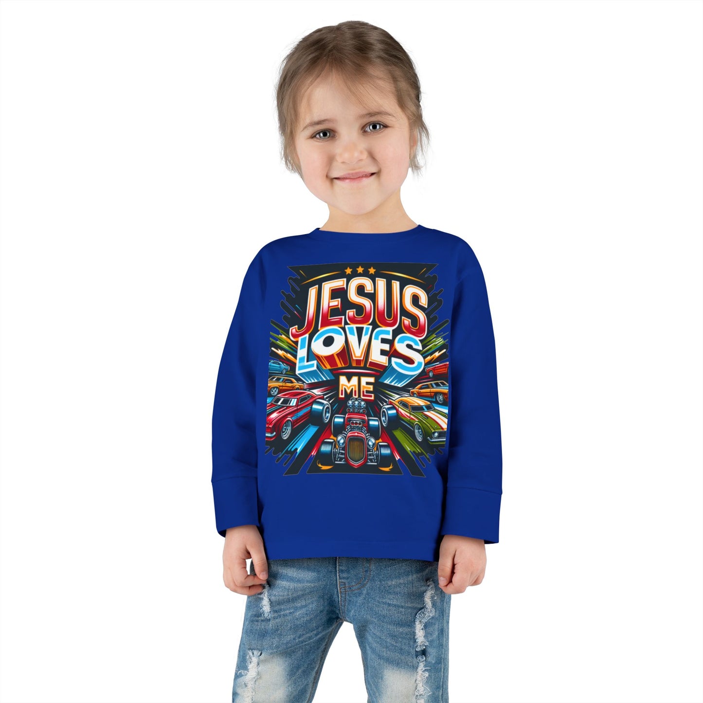 Copy of Jesus Loves Me Toddler Long Sleeve Tee - Personalized Back, Christian Kids Apparel, Perfect for Easter, Birthdays, Playdates, Everyday Wear