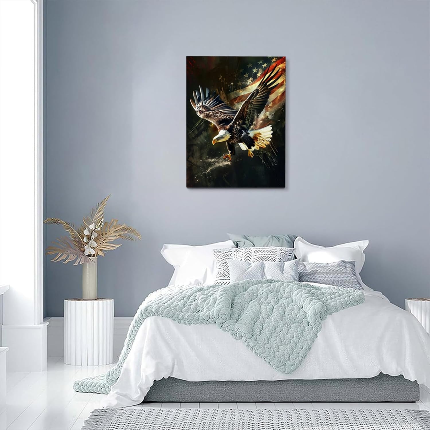 American Eagle Decor Wall Art Bald Eagle Wall Decor Eagle Poster Bald Eagle Pictures for Wall American Eagle Canvas Print Painting Framed Artwork for Bathroom Bedroom Living Room