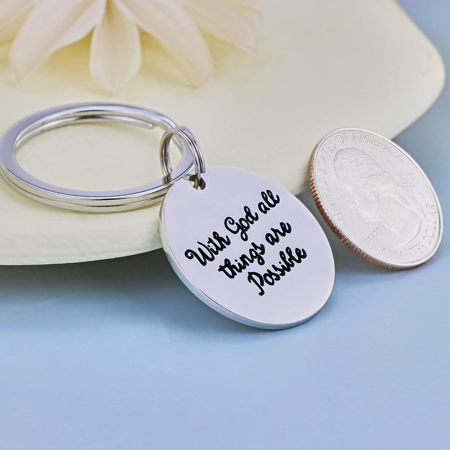 Christian Keychain with God All Things Are Possible Inspirational Christian Keychain Gifts