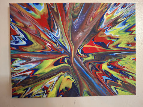 SHINE HIS LIGHT WITH!! DIVINE FAITH 714 original spin/pour art 9"x12" #600