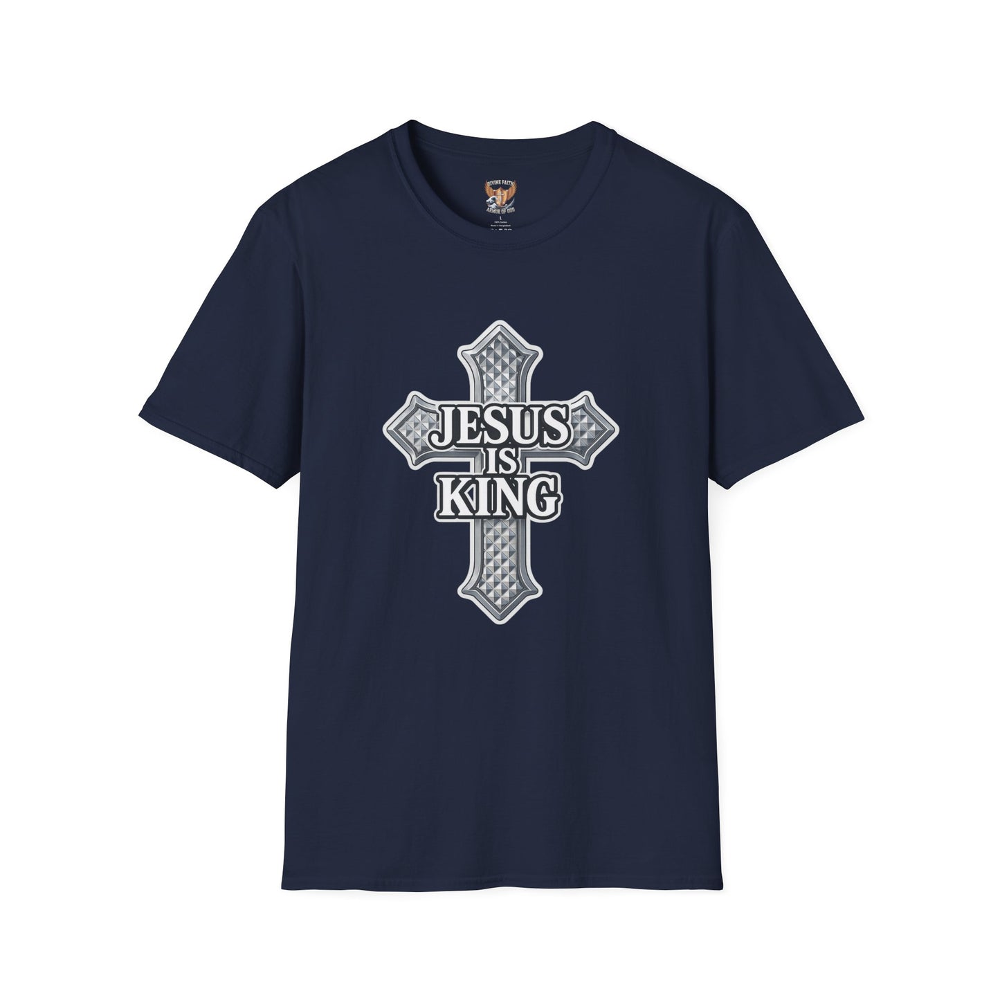 Jesus Is King Christian T-Shirt – Textured Cross Faith Tee | Divine Faith Arm
