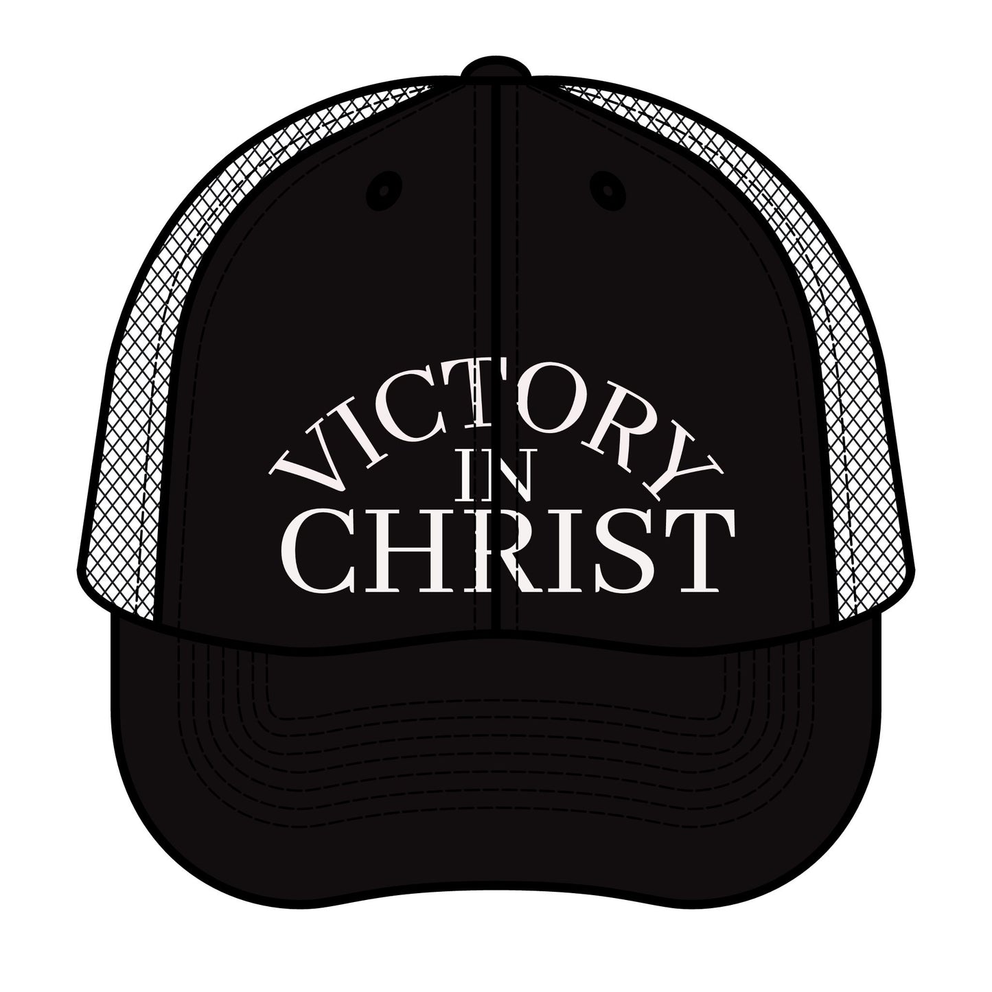 Victory in Christ Trucker Hat – Christian Faith Mesh Cap, Retro Snapback | Divine Faith Armor