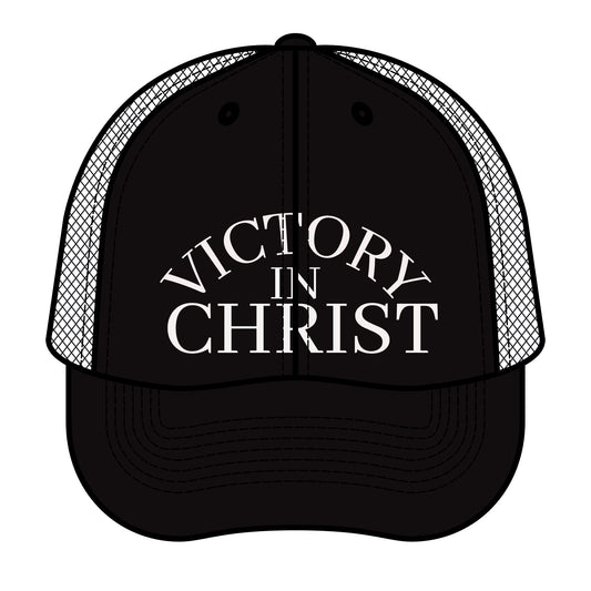 Victory in Christ Trucker Hat – Christian Faith Mesh Cap, Retro Snapback | Divine Faith Armor