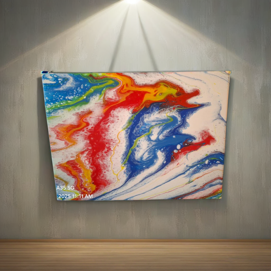 SHINE HIS LIGHT WITH!! DIVINE FAITH 714 original spin/pour art 9"x12" #18