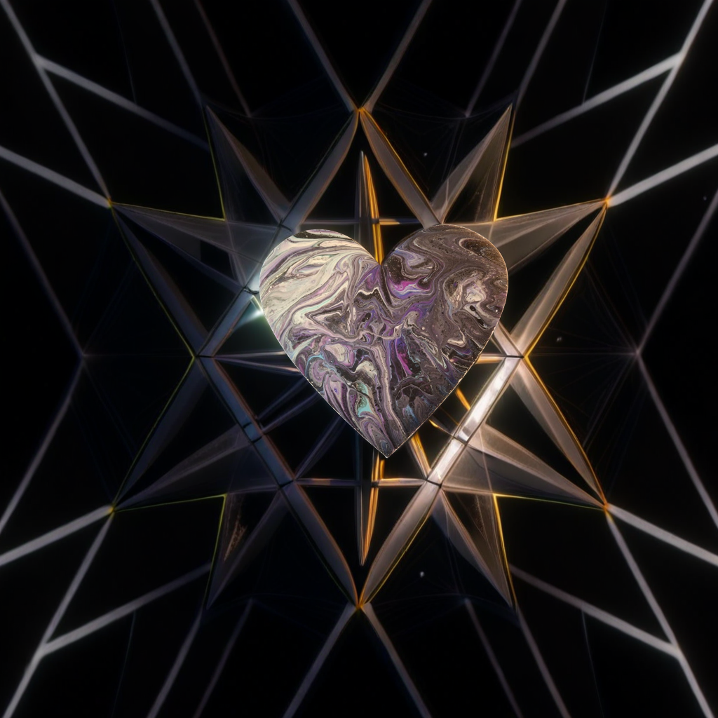 SHINE HIS LIGHT WITH!! DIVINE FAITH 714 original spin/pour art 12" Heart #15