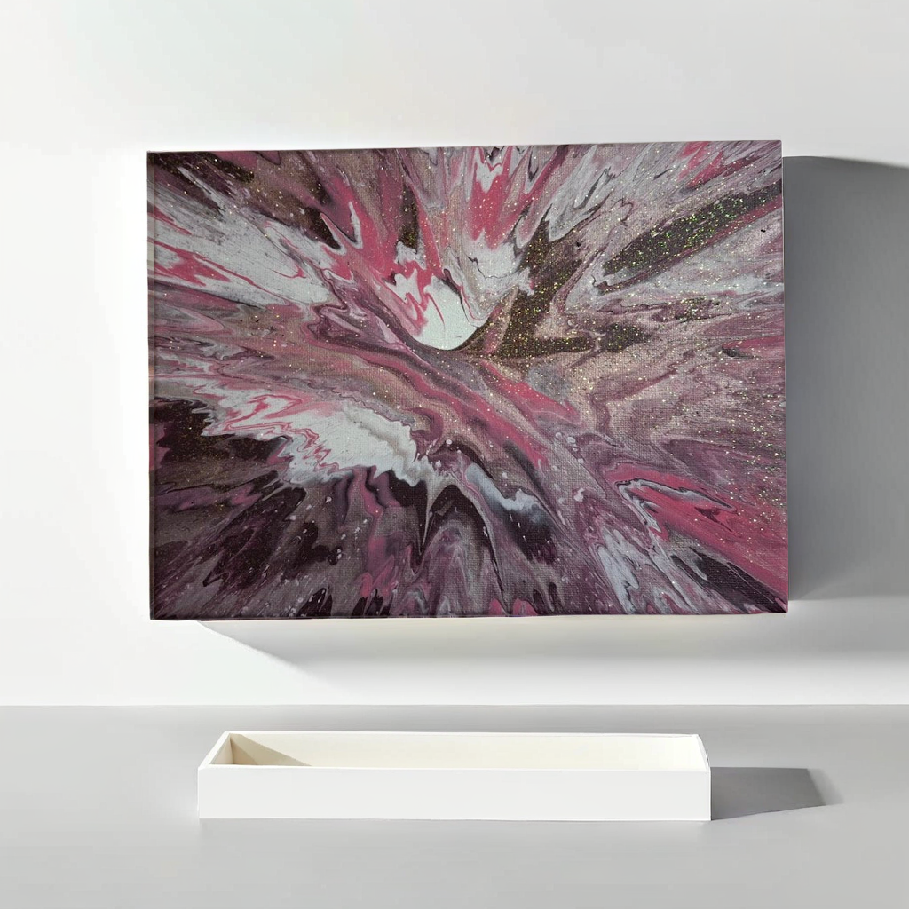 SHINE HIS LIGHT WITH!! DIVINE FAITH 714 original spin/pour art 9"x12" 2000