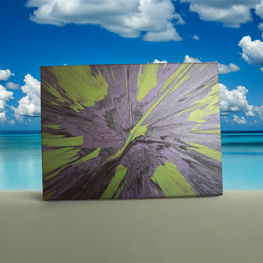 SHINE HIS LIGHT WITH!! DIVINE FAITH 714 original spin/pour art 9"x12" #1970