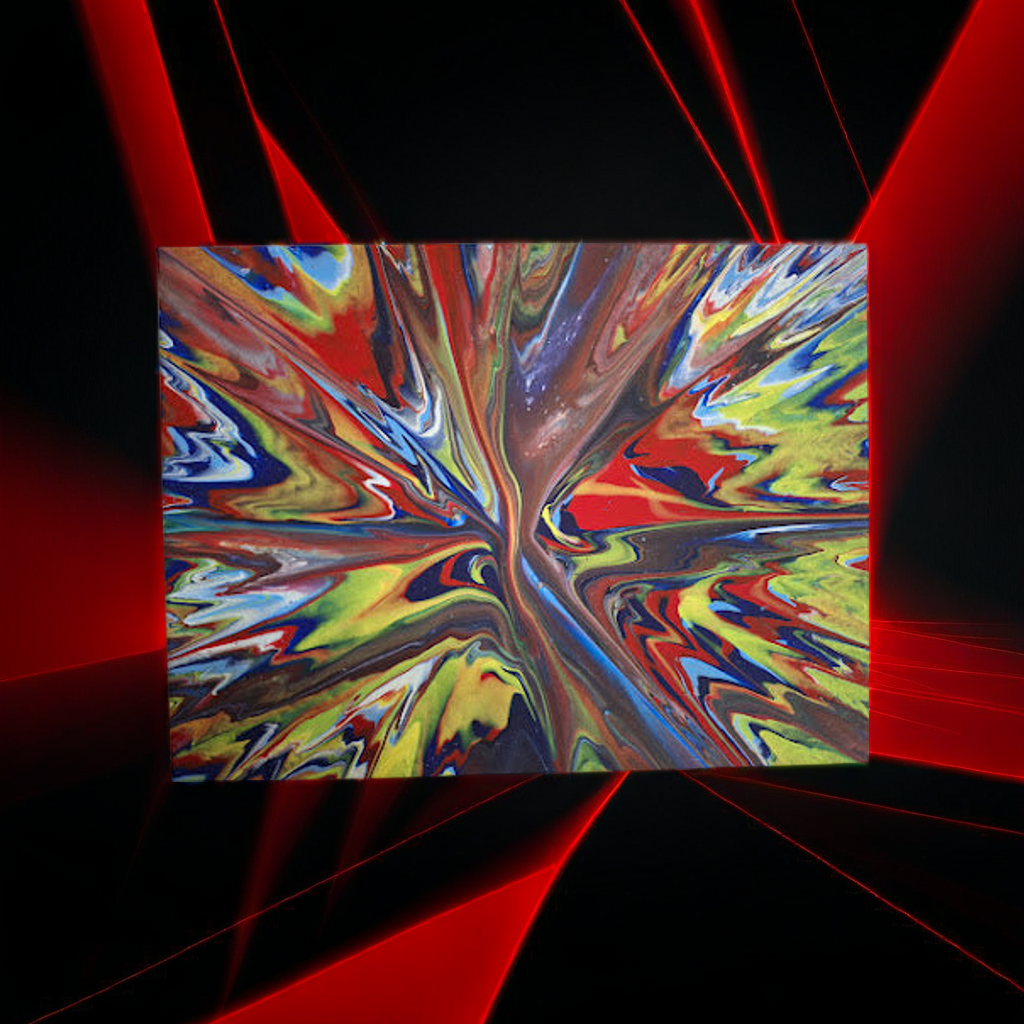 SHINE HIS LIGHT WITH!! DIVINE FAITH 714 original spin/pour art 9"x12" #600