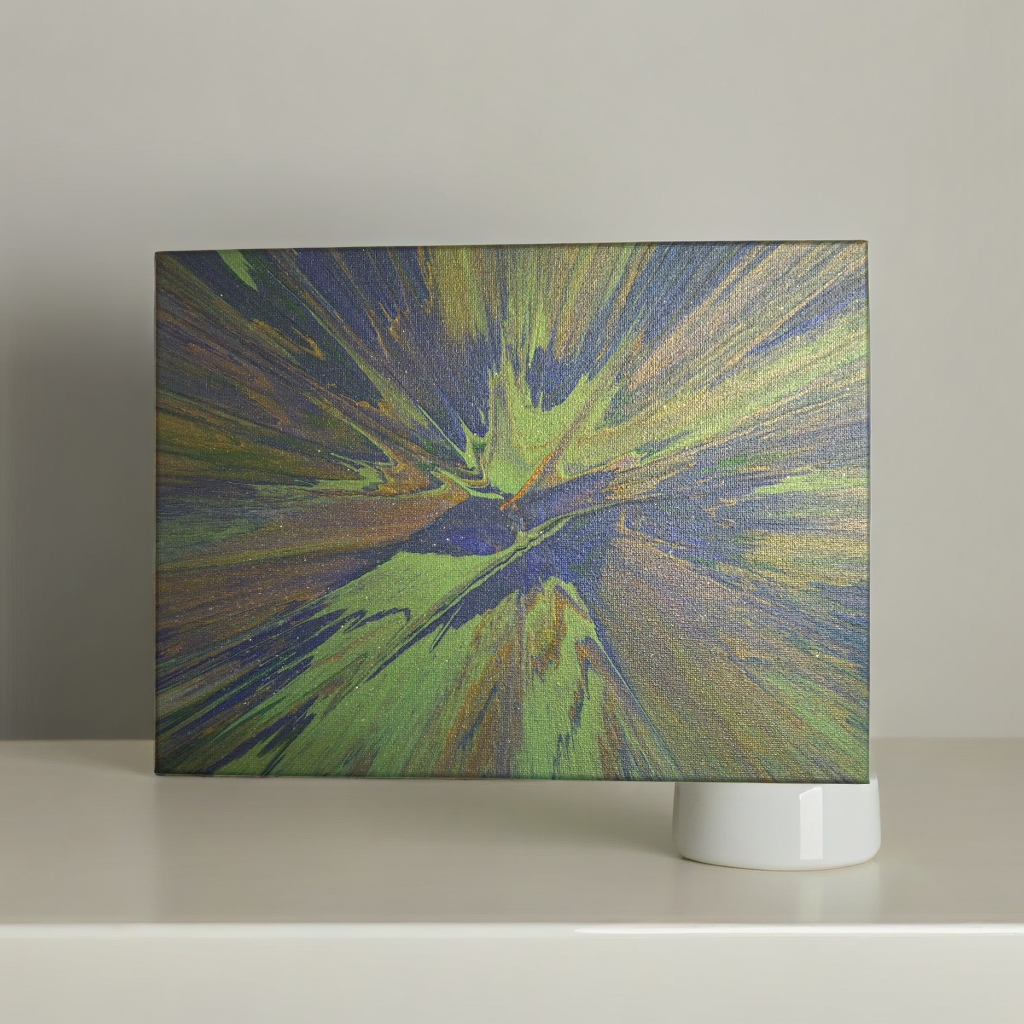 SHINE HIS LIGHT WITH!! DIVINE FAITH 714 original spin/pour art 9"x12" #31