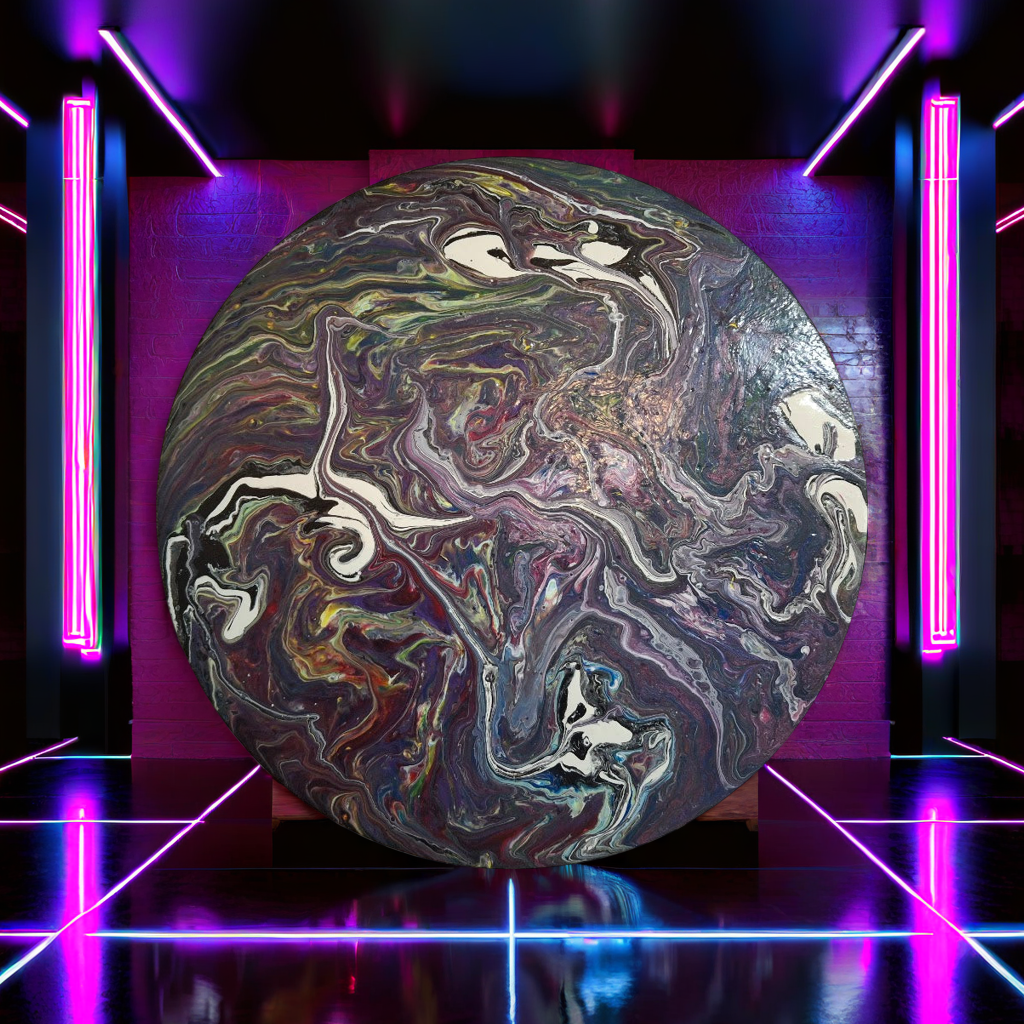 SHINE HIS LIGHT WITH!! DIVINE FAITH 714 original spin/pour art 12" Circle #605