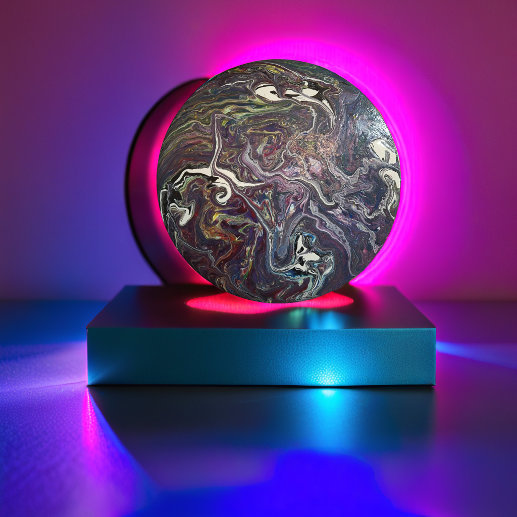 SHINE HIS LIGHT WITH!! DIVINE FAITH 714 original spin/pour art 12" Circle #605