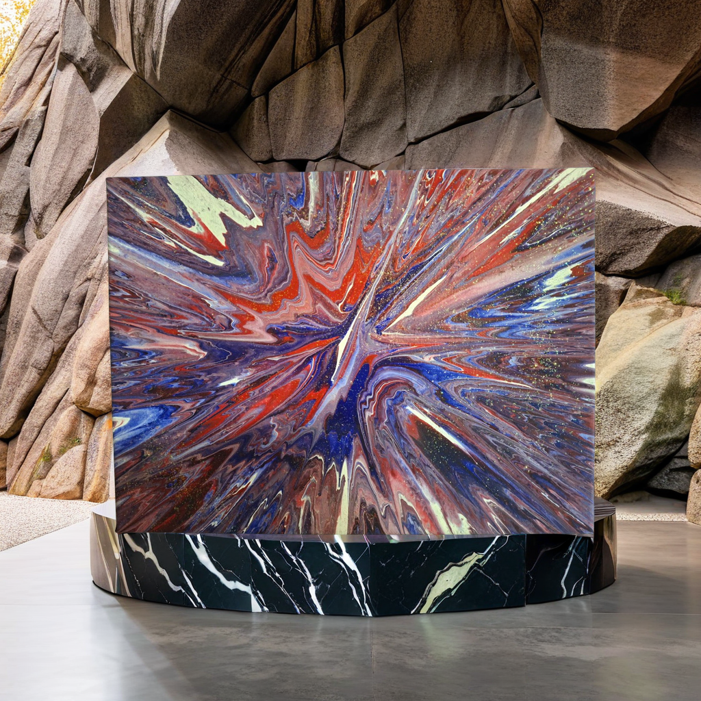 SHINE HIS LIGHT WITH!! DIVINE FAITH 714 original spin/pour art 9"x12" #804