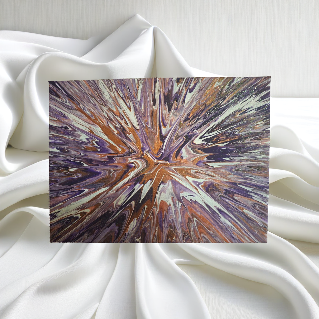 SHINE HIS LIGHT WITH!! DIVINE FAITH 714 original spin/pour art 9"x12" #805