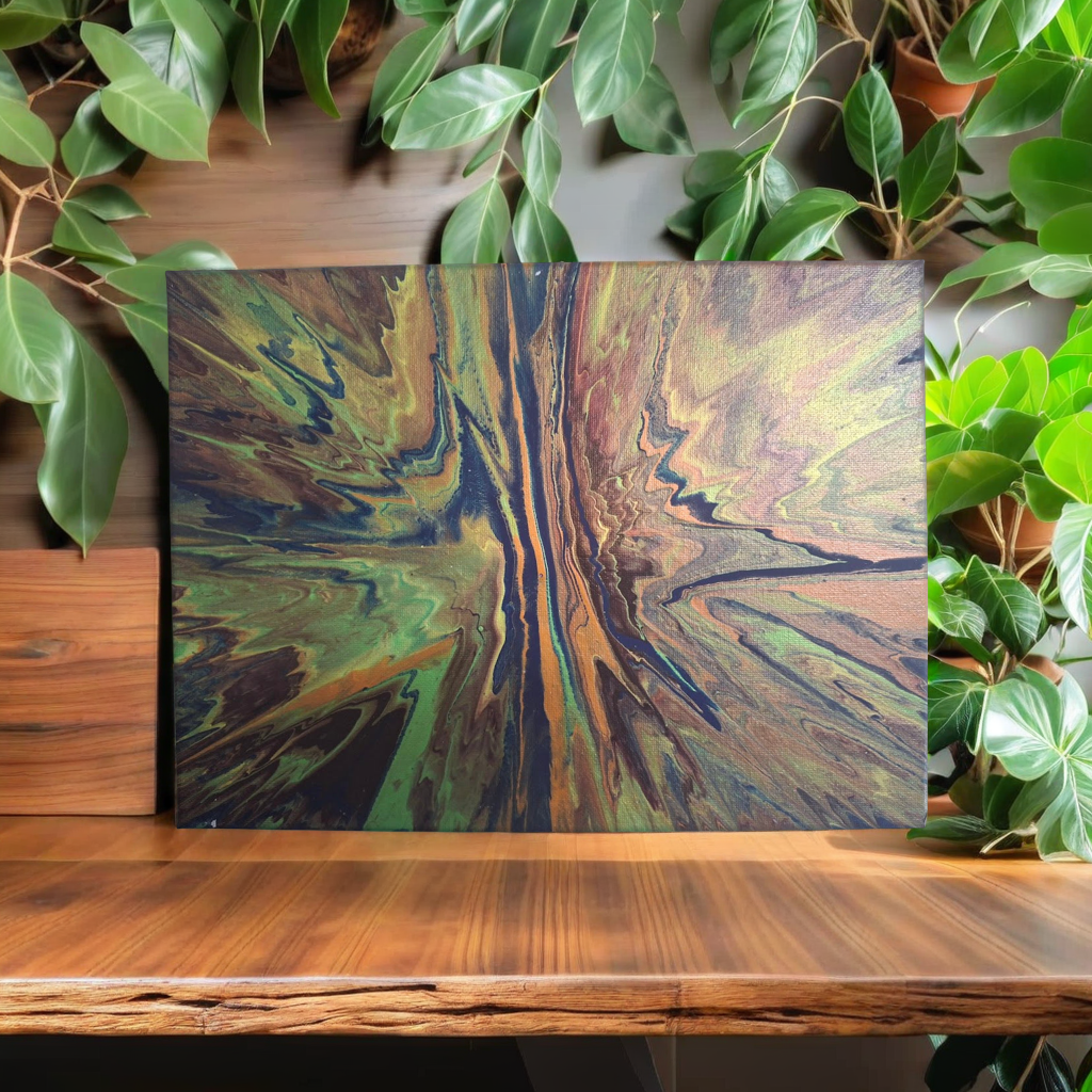 SHINE HIS LIGHT WITH!! DIVINE FAITH 714 original spin/pour art 9"x12" #806