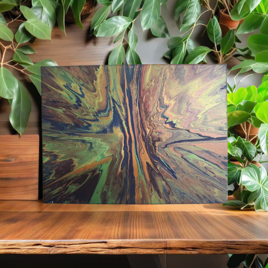 SHINE HIS LIGHT WITH!! DIVINE FAITH 714 original spin/pour art 9"x12" #806