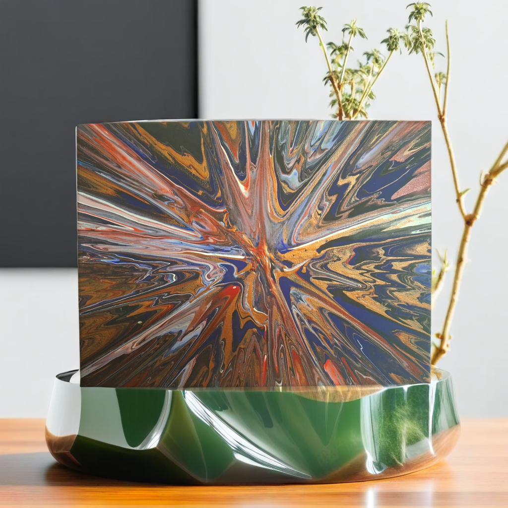 SHINE HIS LIGHT WITH!! DIVINE FAITH 714 original spin/pour art 9"x12" #808