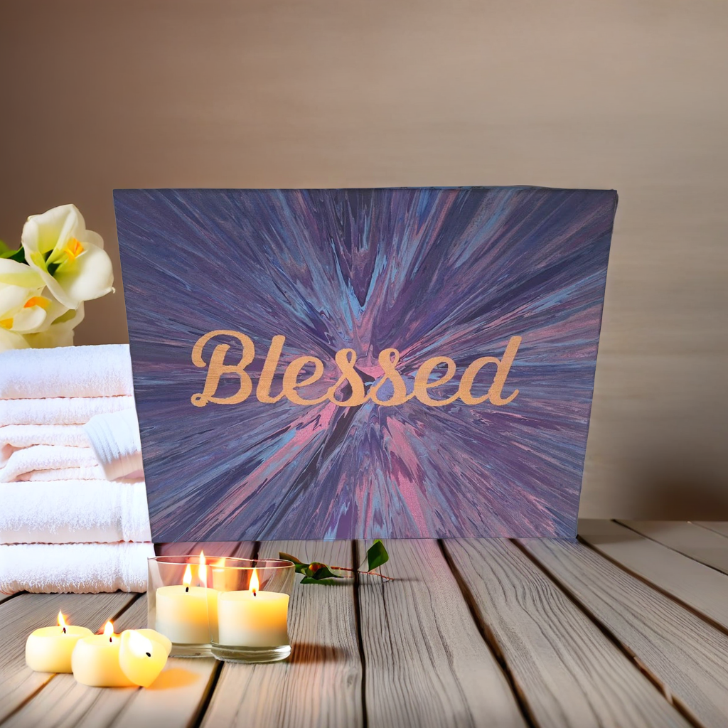 SHINE HIS LIGHT WITH!! DIVINE FAITH 714 original spin/pour art 11"x14" #2500