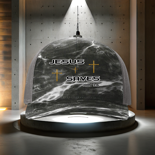 Jesus Saves Richardson Trucker Hat  Divine Faith Armor