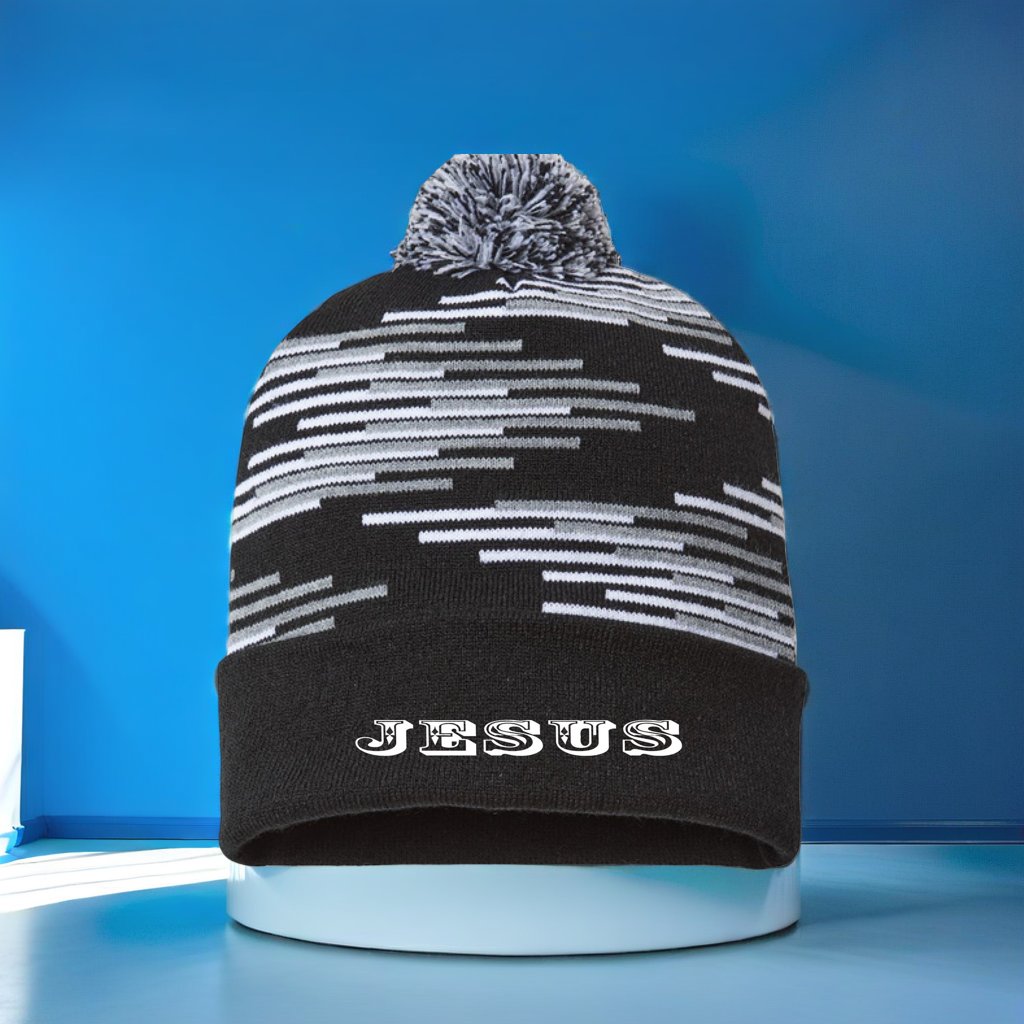 CAP AMERICA Christian Beanie | USA-Made Winter Hat with Pom-Pom