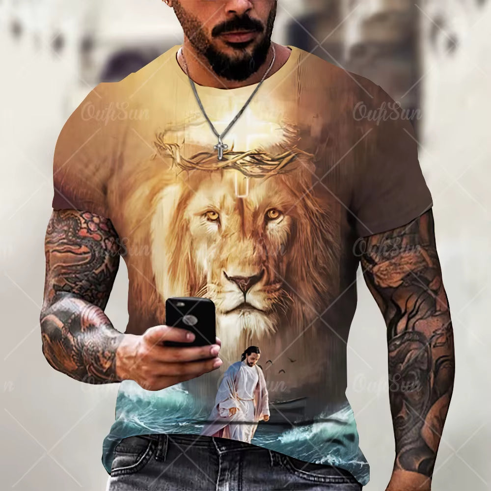 Christ Jesus T-Shirt for Mens 3D Print T Shirt Free Shipping Clothes Short Sleeve Streetwear Vintage Tops Tee Shirt Men Clothing