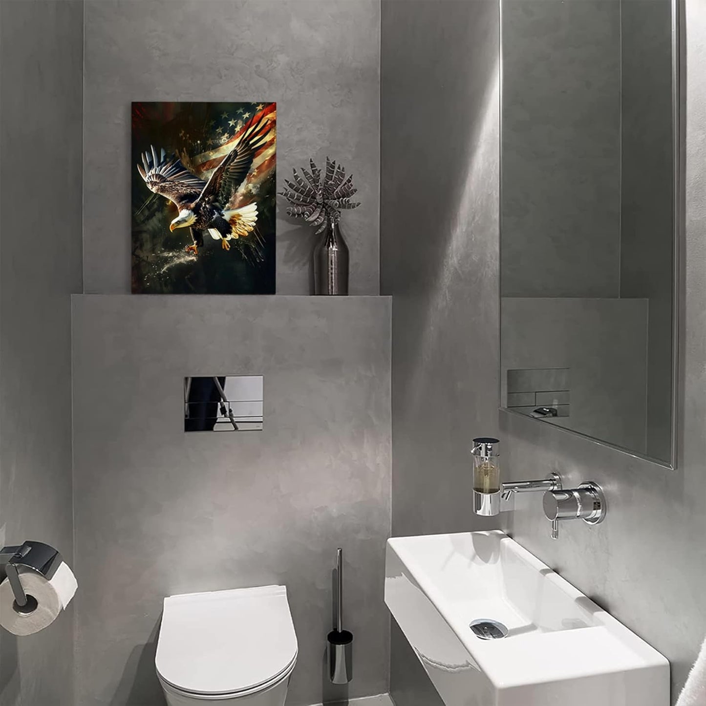 American Eagle Decor Wall Art Bald Eagle Wall Decor Eagle Poster Bald Eagle Pictures for Wall American Eagle Canvas Print Painting Framed Artwork for Bathroom Bedroom Living Room