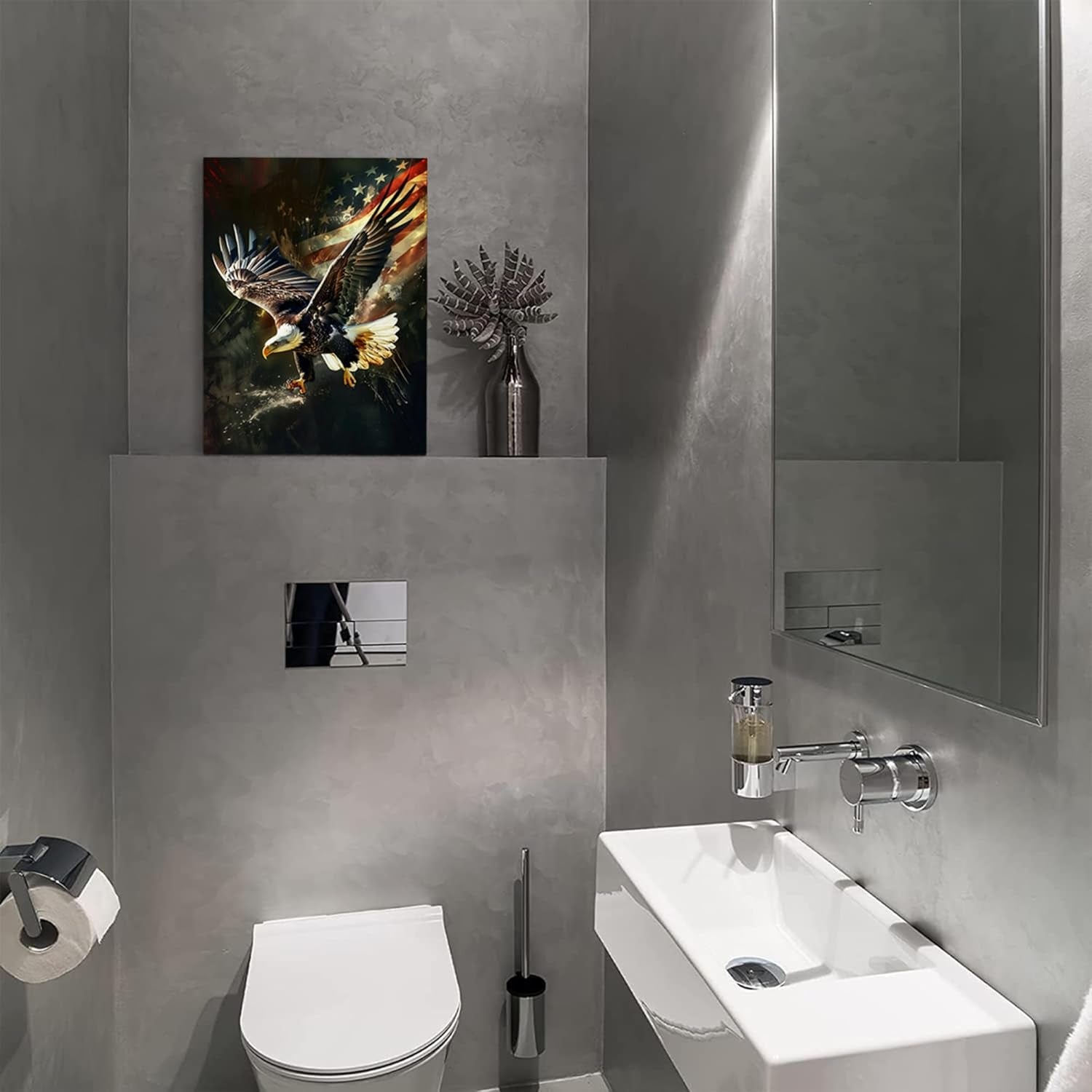 American Eagle Decor Wall Art Bald Eagle Wall Decor Eagle Poster Bald Eagle Pictures for Wall American Eagle Canvas Print Painting Framed Artwork for Bathroom Bedroom Living Room